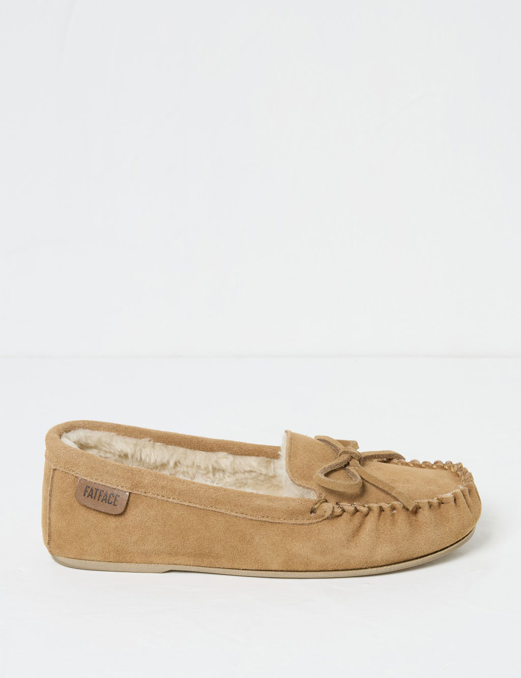 Suede Faux Fur Lined Moccasins Slippers