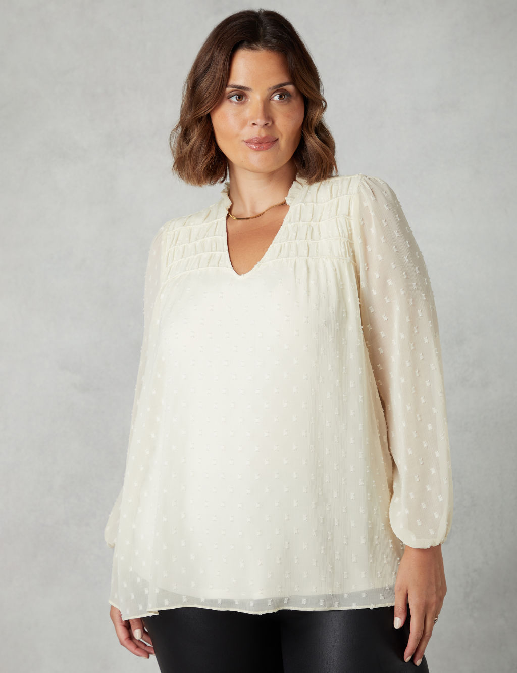 Textured V-Neck Shirred Relaxed Blouse | Live Unlimited London | M&S