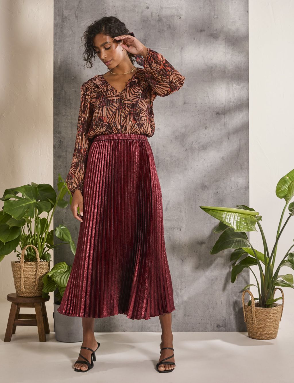 Printed V-Neck Blouse