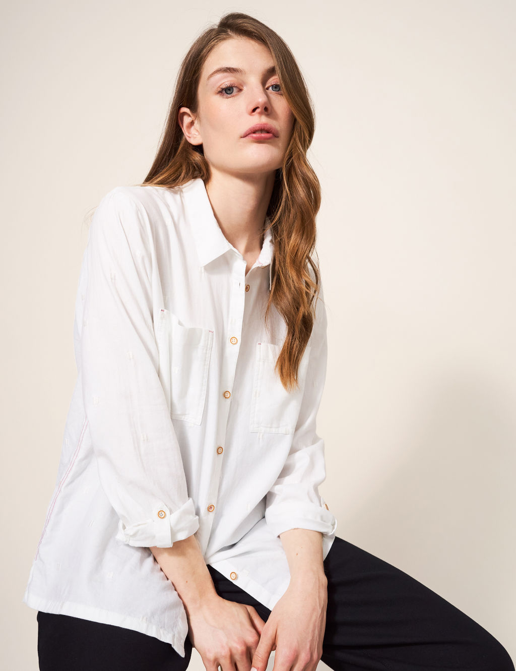 L/S Collared Shirt - White main image 1