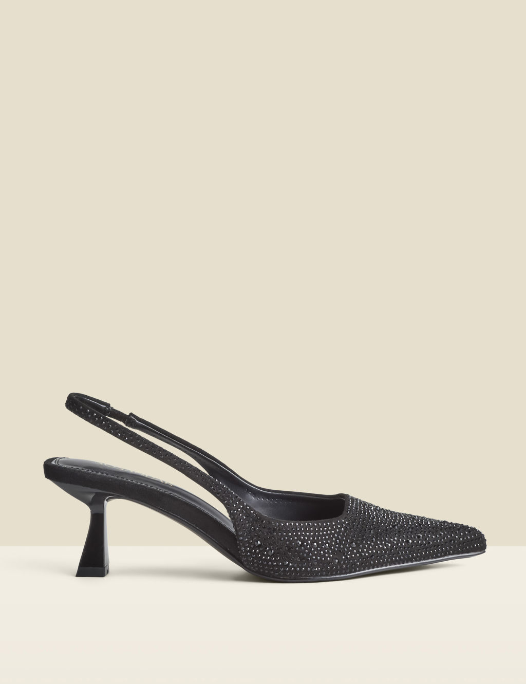 Leather Kitten Heel Slingback Court Shoes