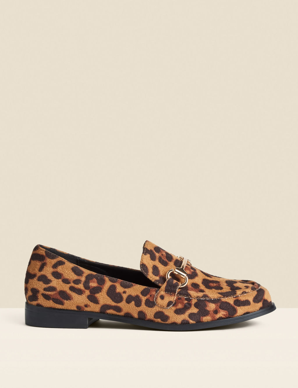 Leopard Print Snaffle Trim Loafers