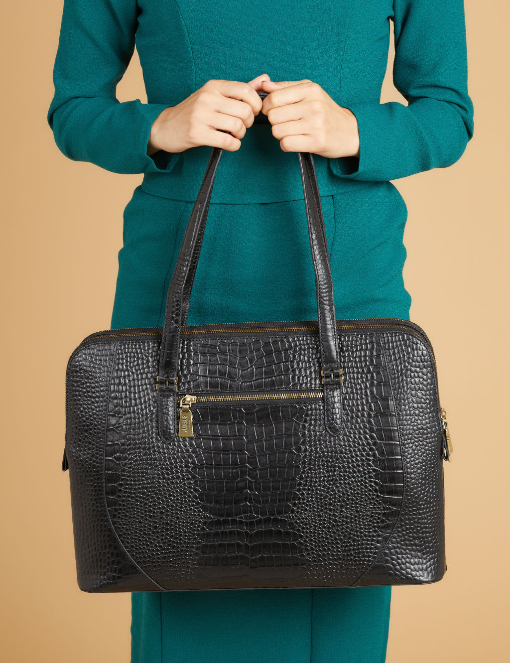 Leather Croc Effect Tote Bag