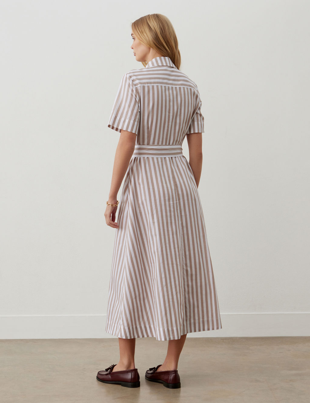 Pure Cotton Striped Midaxi Shirt Dress 1 of 4