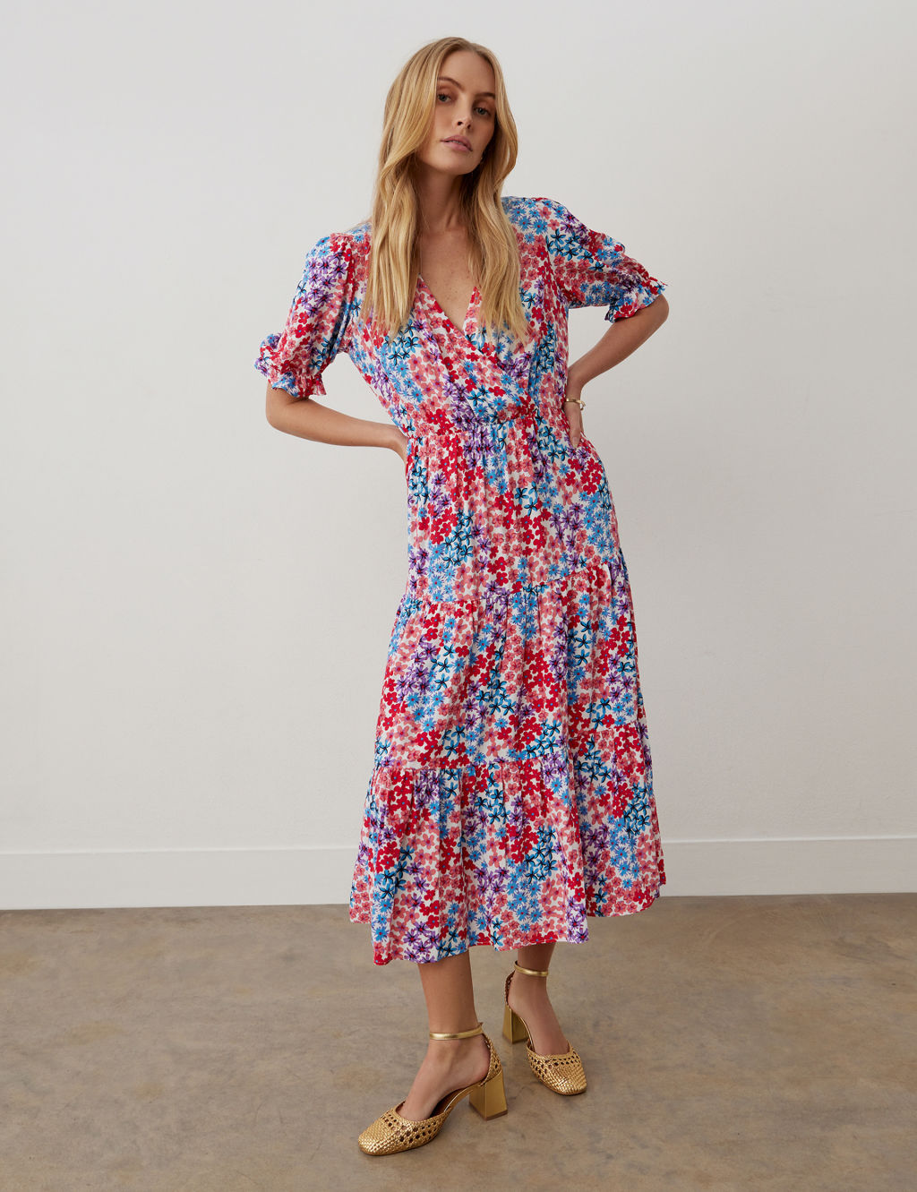 Floral V-Neck Midi Tiered Dress | Finery London | M&S