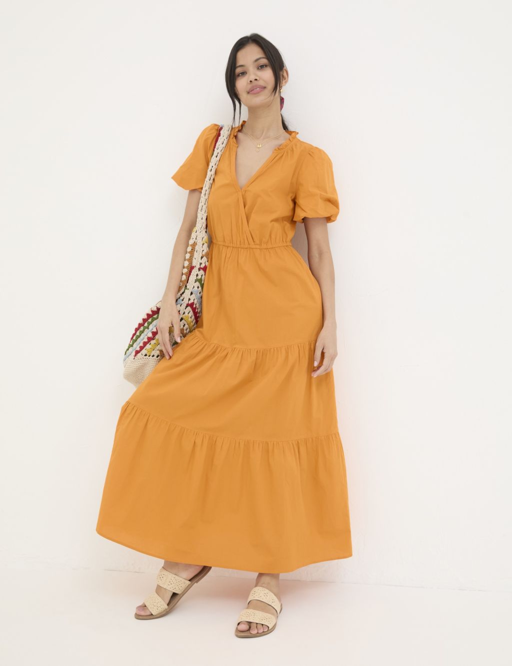 Pure Cotton V-Neck Maxi Dress