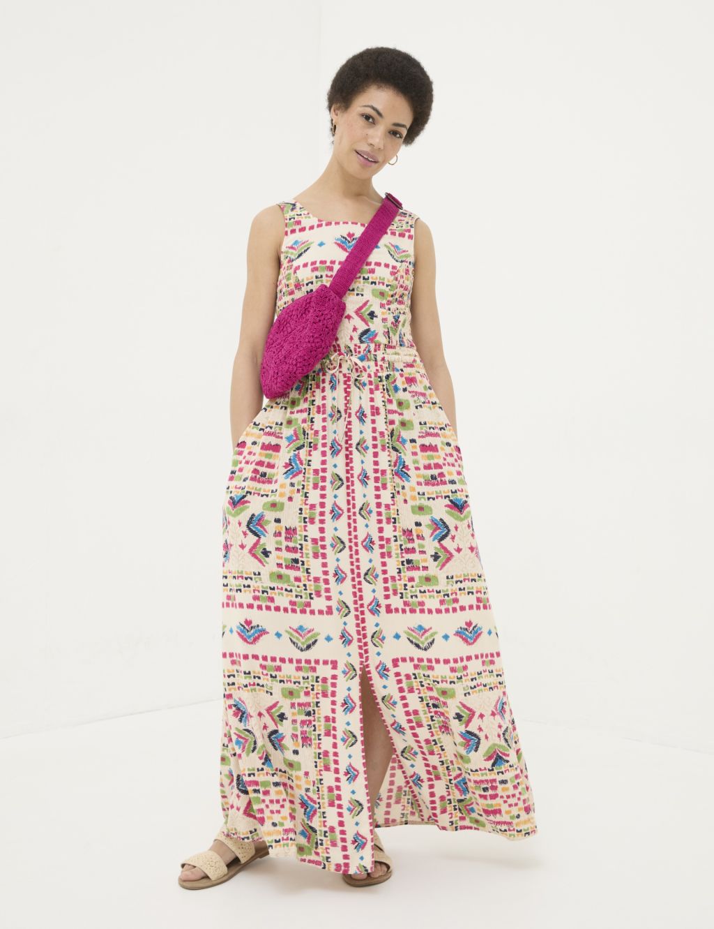 Printed Shirred Maxi Dress