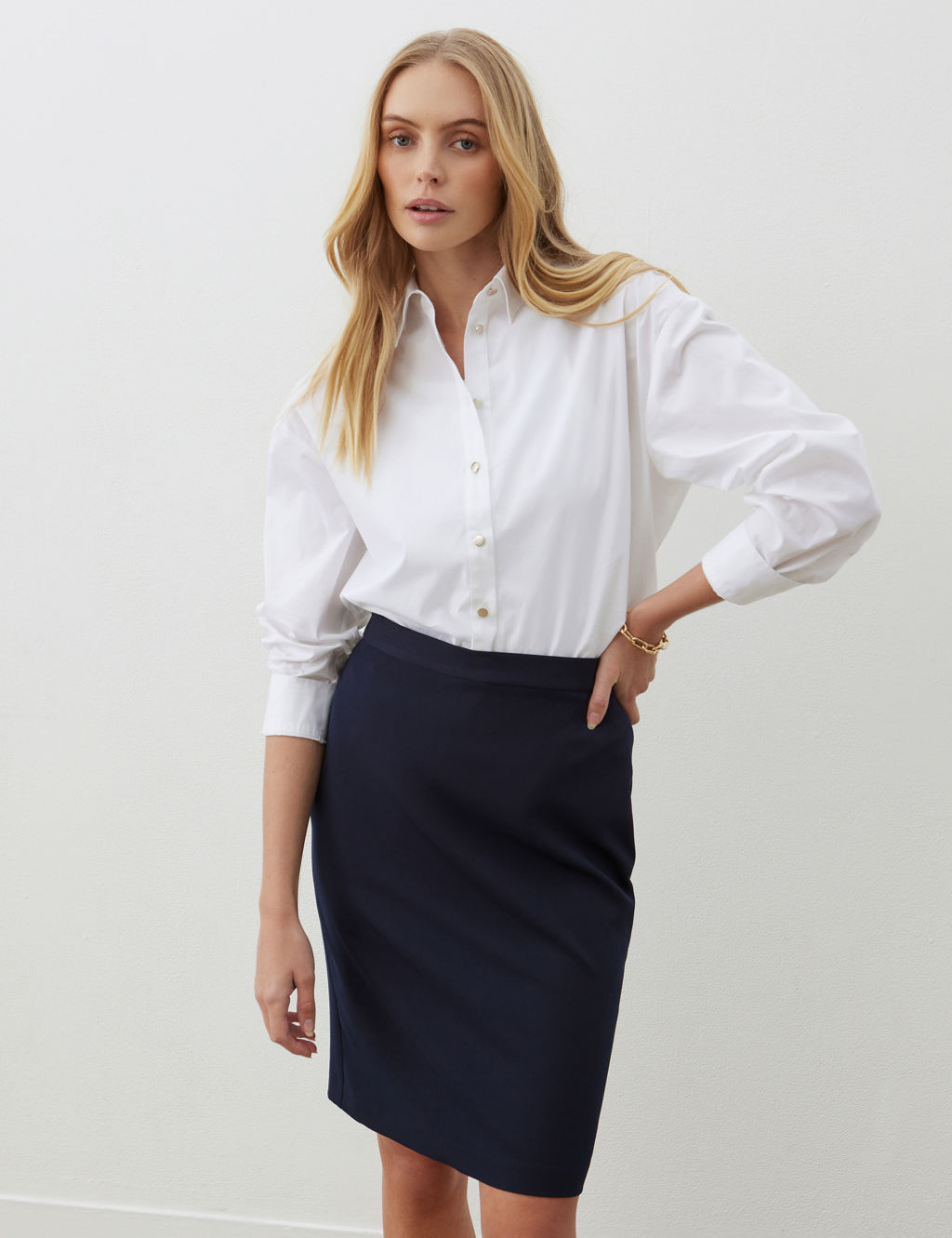 Split Back Knee Length Pencil Skirt