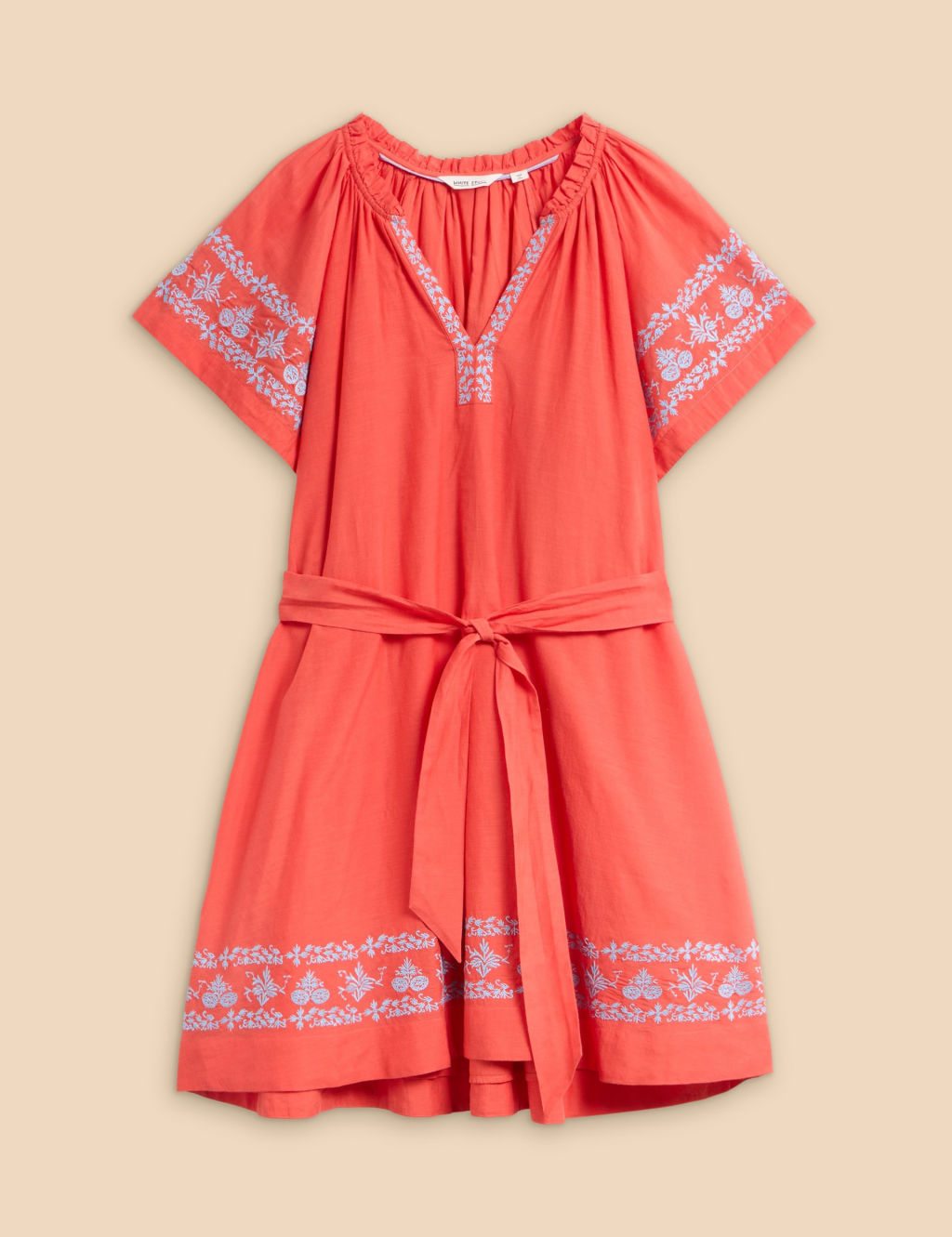 Pure Cotton Embroidered V-Neck Smock Dress 1 of 6