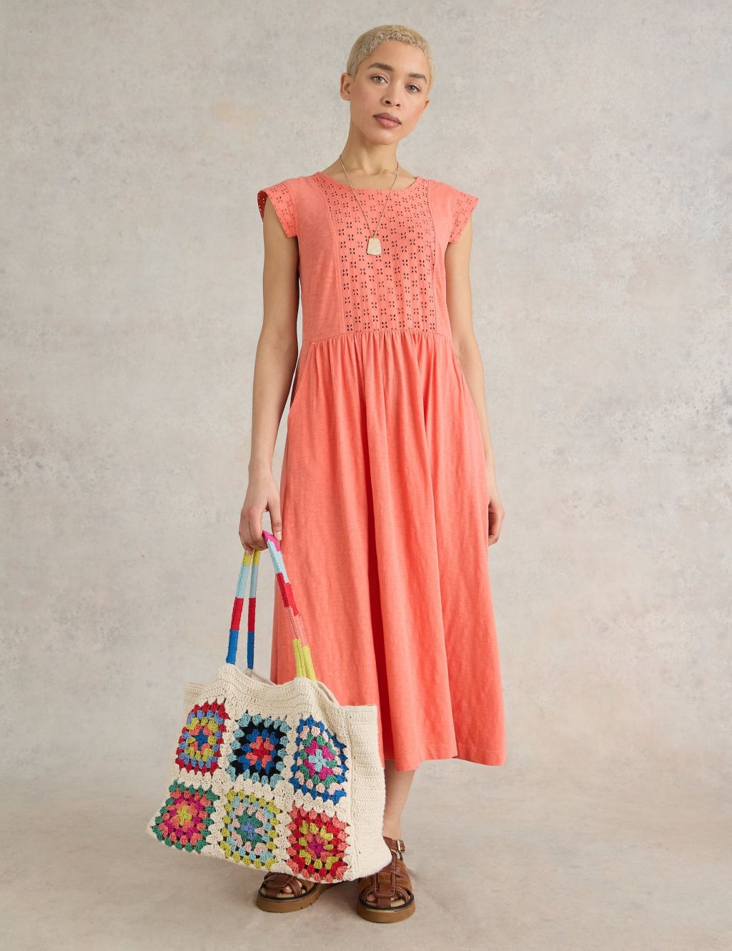 Jersey Broderie Midi Tea Dress 3 of 6