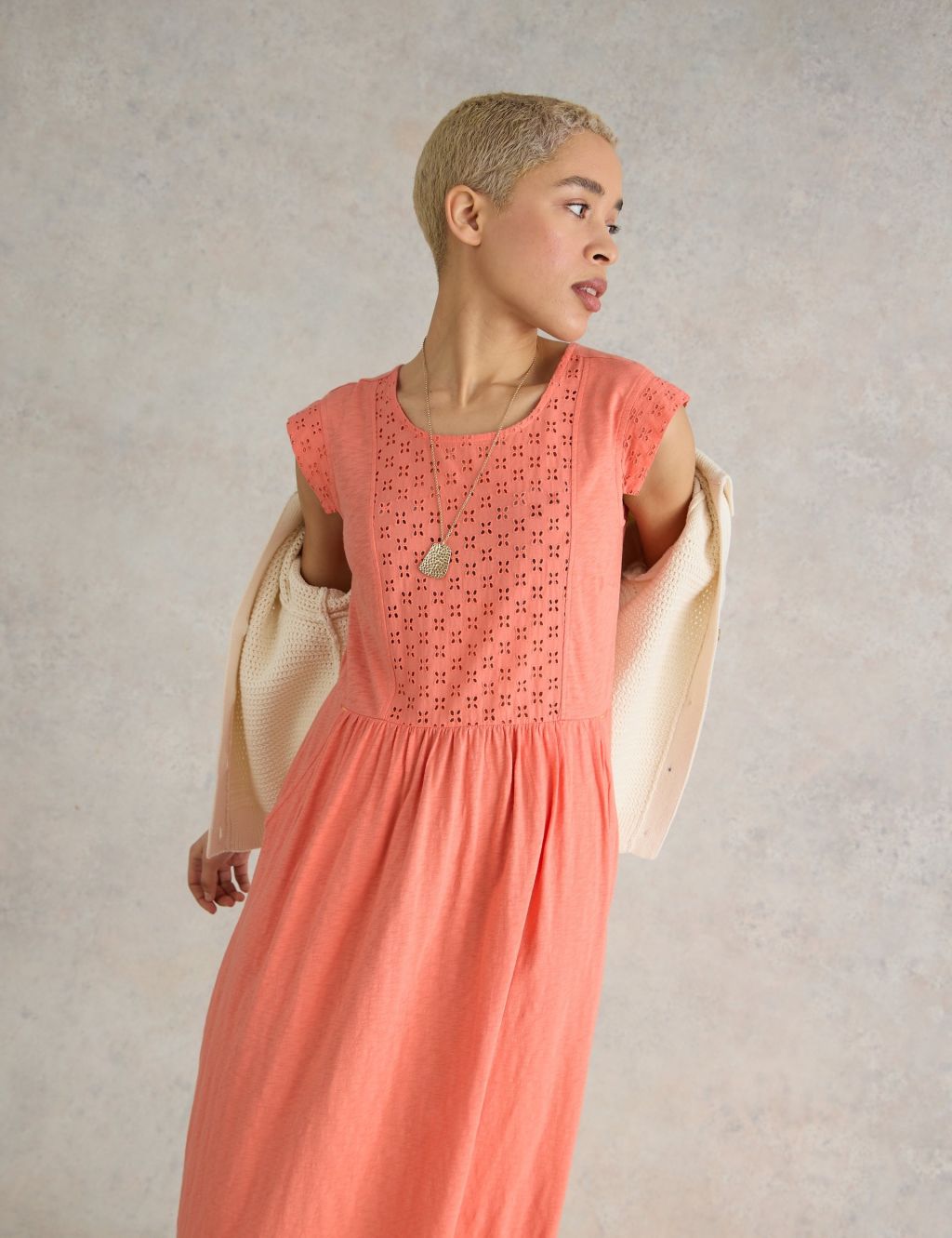 Jersey Broderie Midi Tea Dress 4 of 6