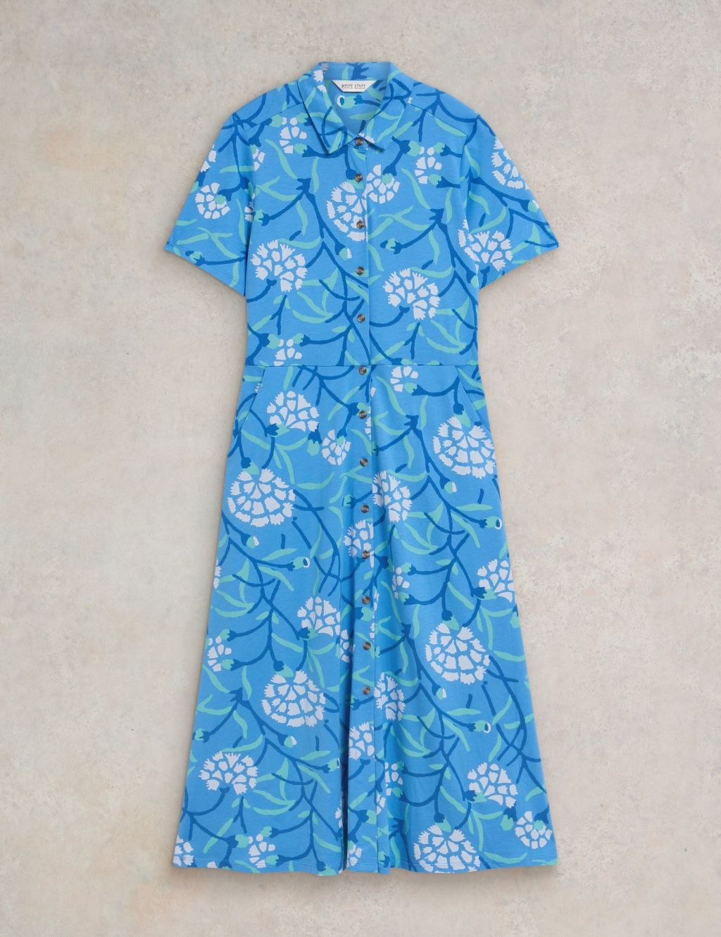 Jersey Floral Midi Shirt Dress 1 of 6