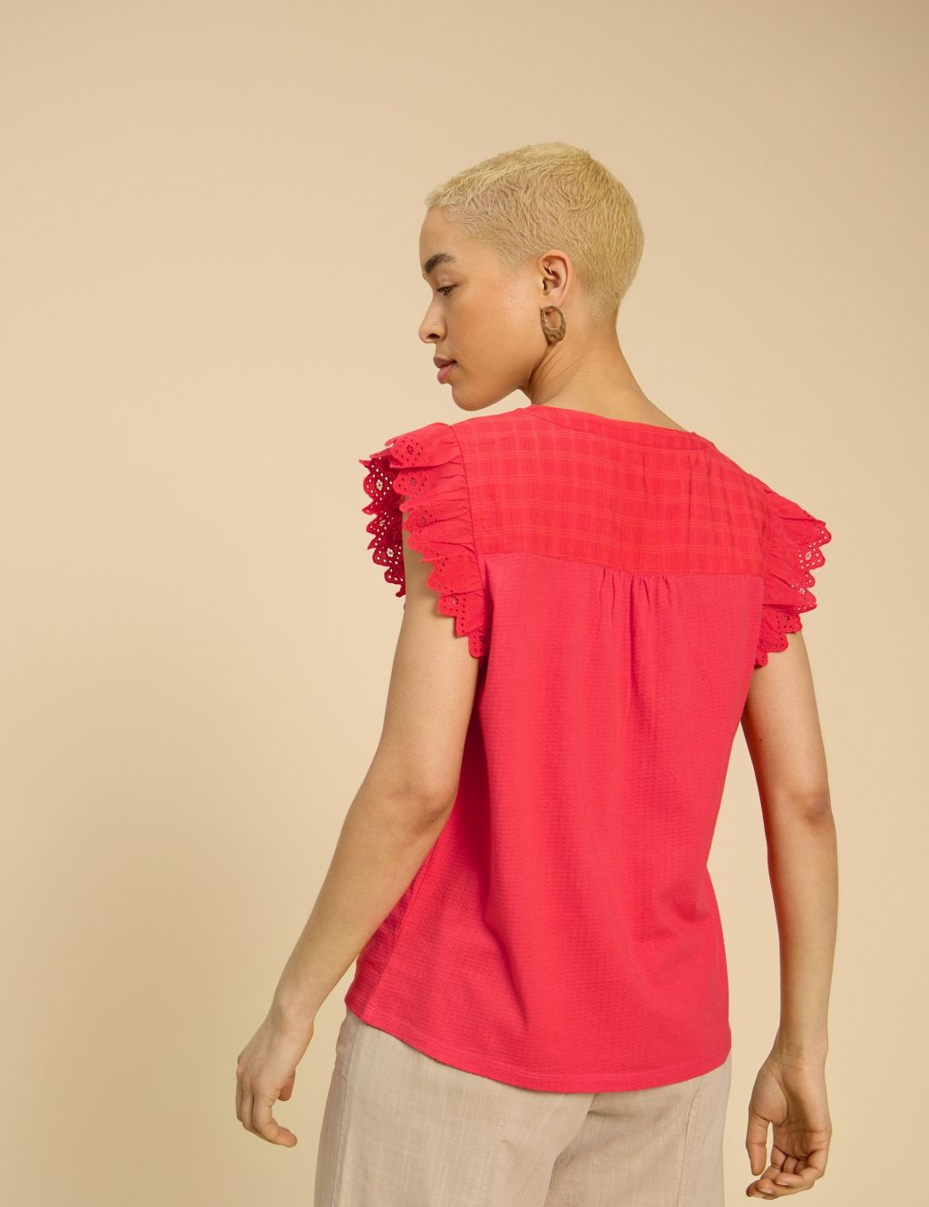 Pure Cotton Woven Frill Notch Neck Blouse 2 of 6