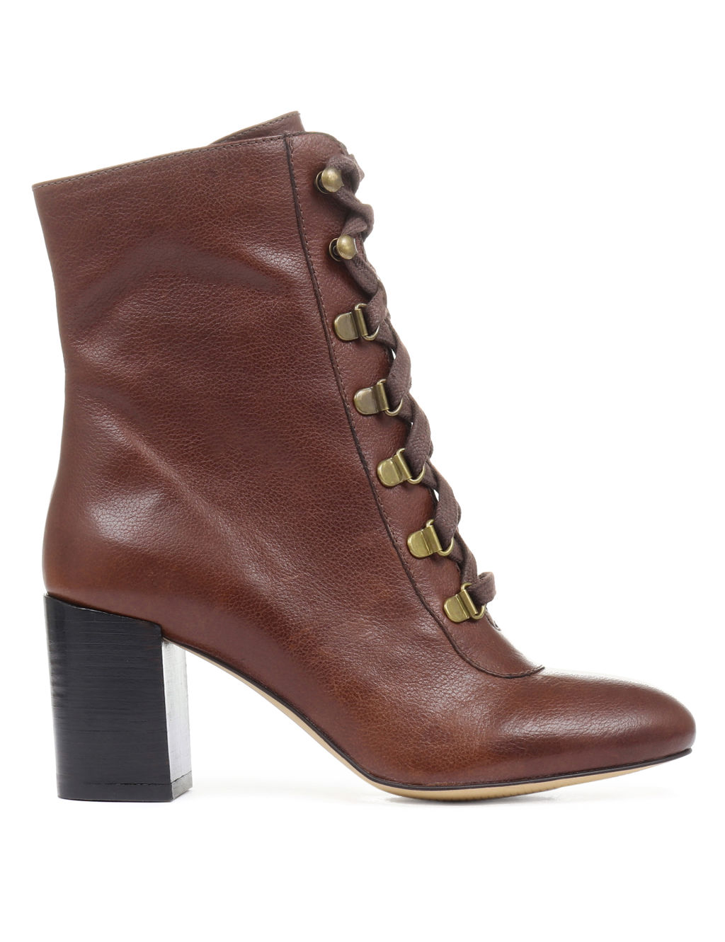 Leather Lace-Up Block Heel Ankle Boots 5 of 6
