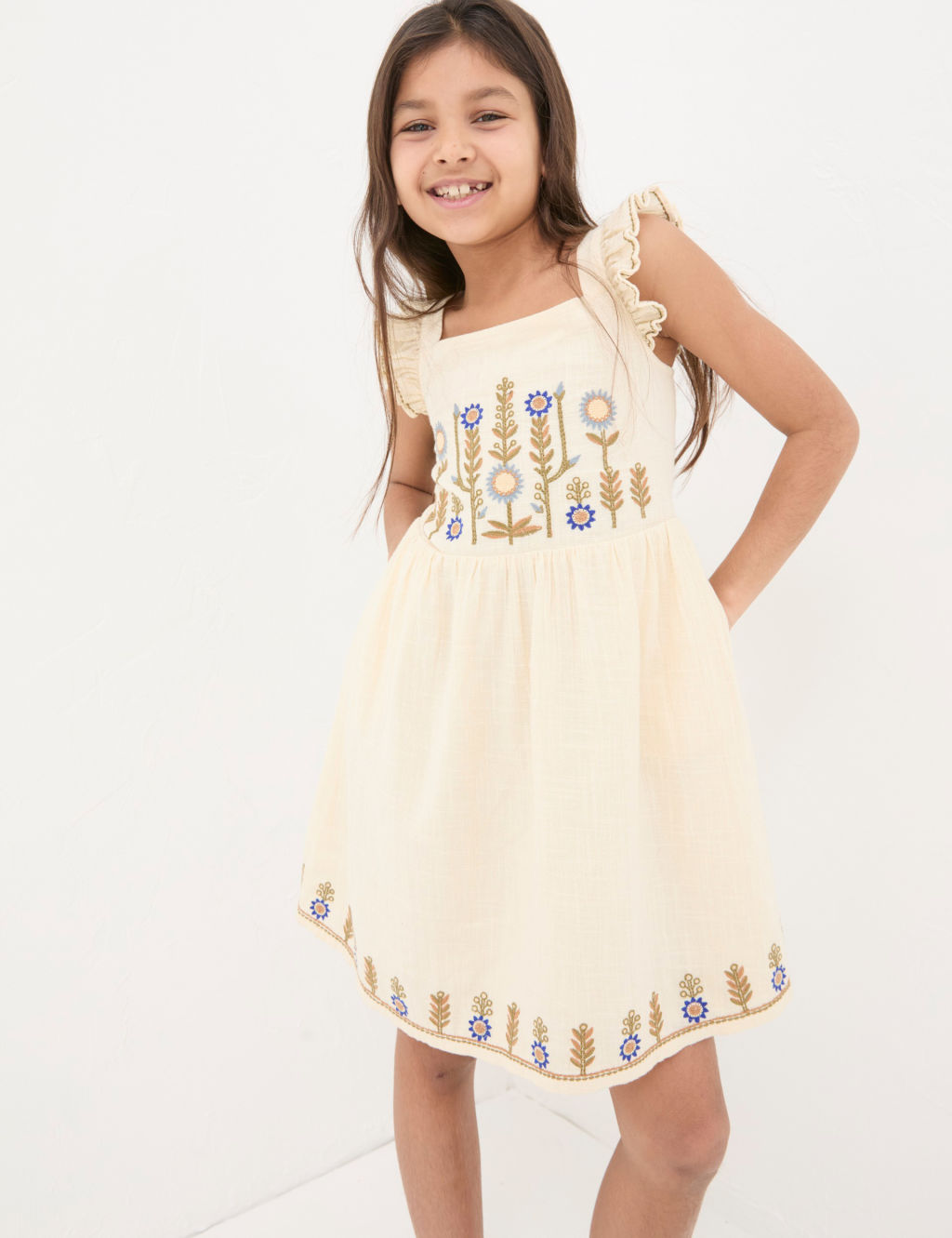 Pure Cotton Floral Dress (3-13 Yrs)