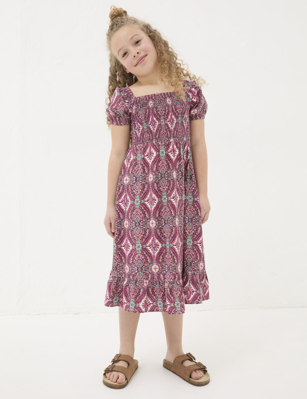 Paisley Print Shirred Tiered Midi Dress (3-13 Yrs)