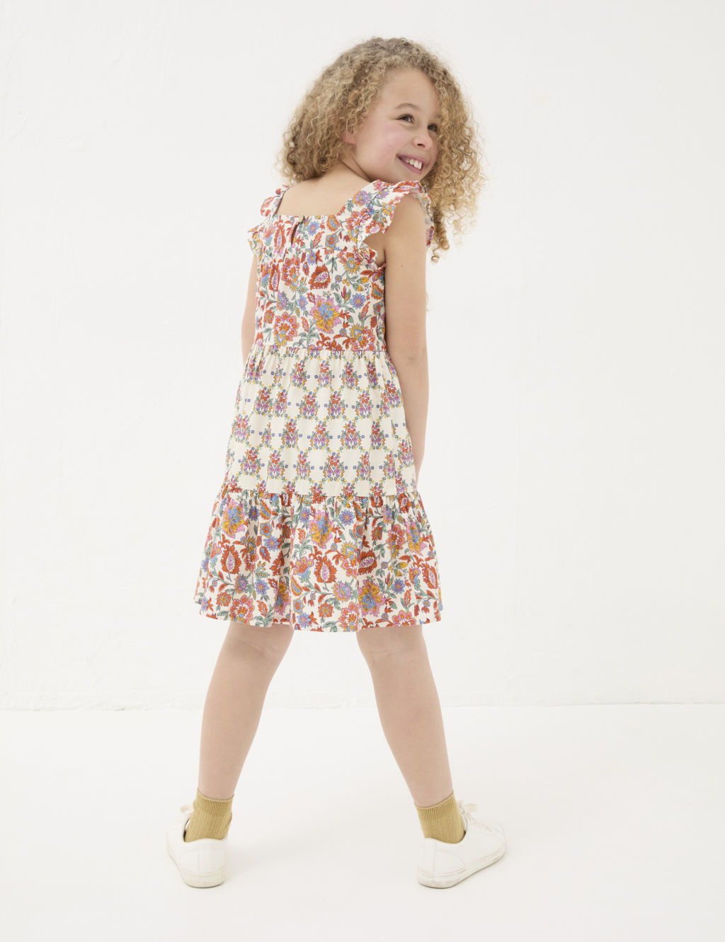 Cotton Rich Floral Shirred Dress (3-13 Yrs) | FatFace | M&S