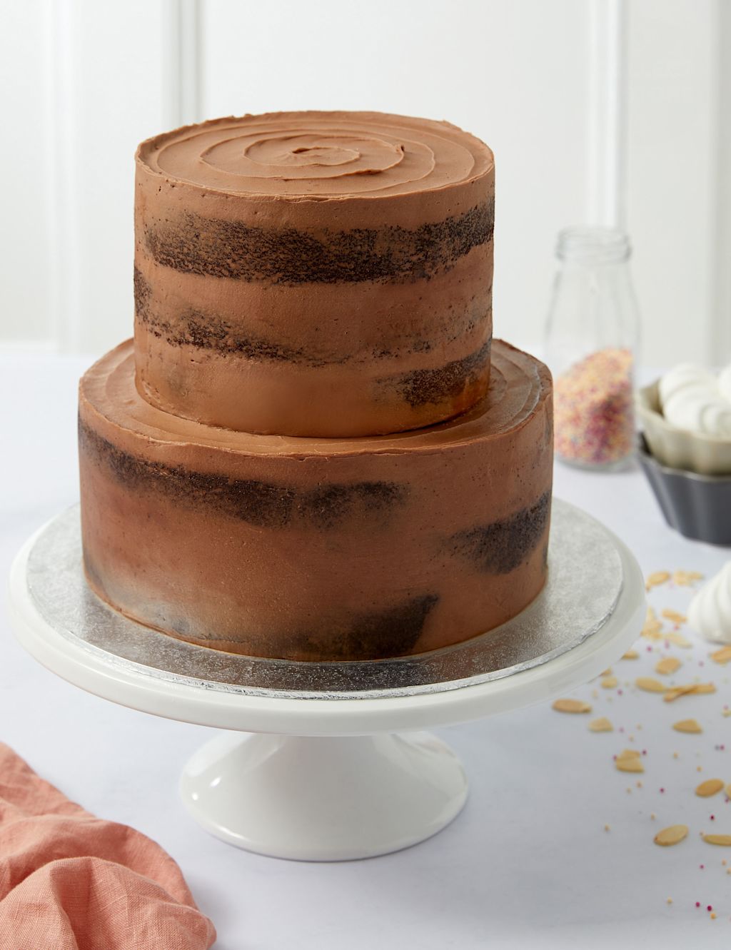 Chocolate Two Tier Naked Cake (Serves 36)
