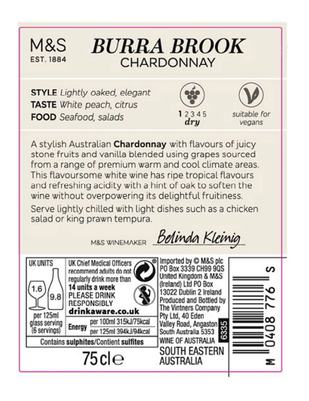 Burra Brook Chardonnay - Case of 6 2 of 3