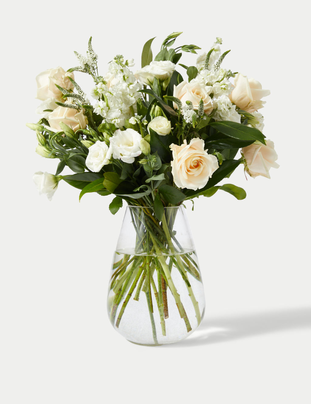 White Bouquet Rose, Lisianthus & Stock 6 of 7