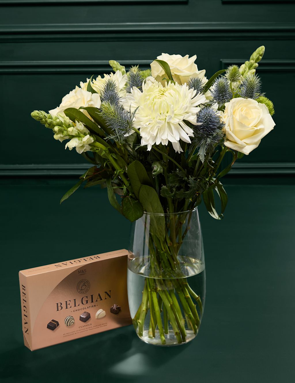 Rose & Thistle Bouquet with Belgian Chocolates