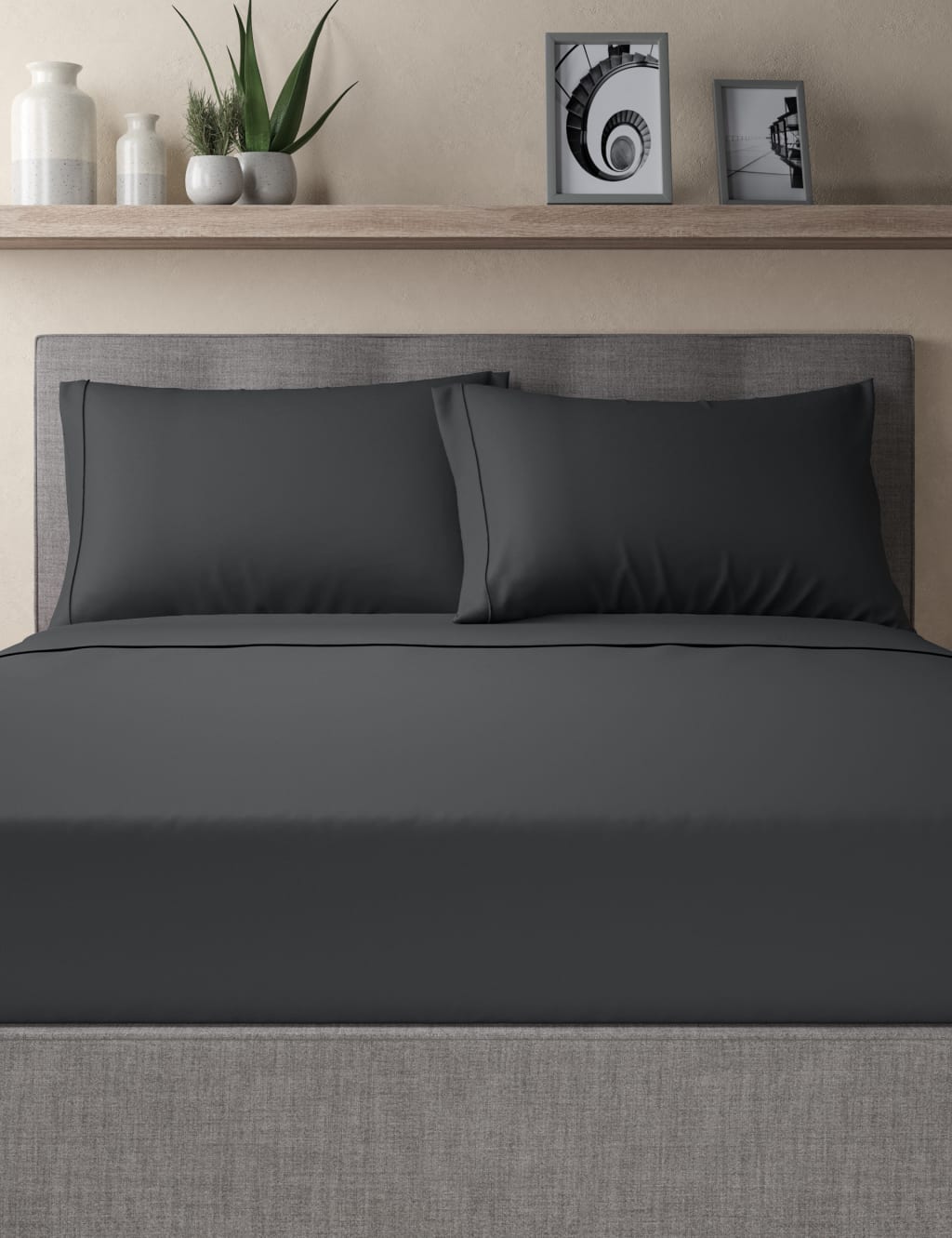 M&S Egyptian Cotton 230 Thread Count Pillowcase Black