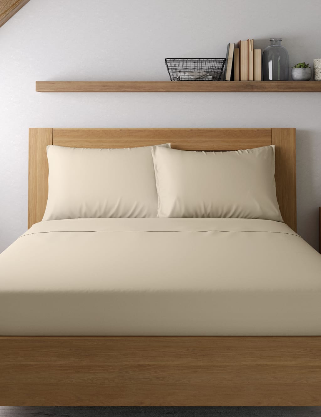 M&S Egyptian Cotton Sateen 400 Thread Count Pillowcase Light Cream