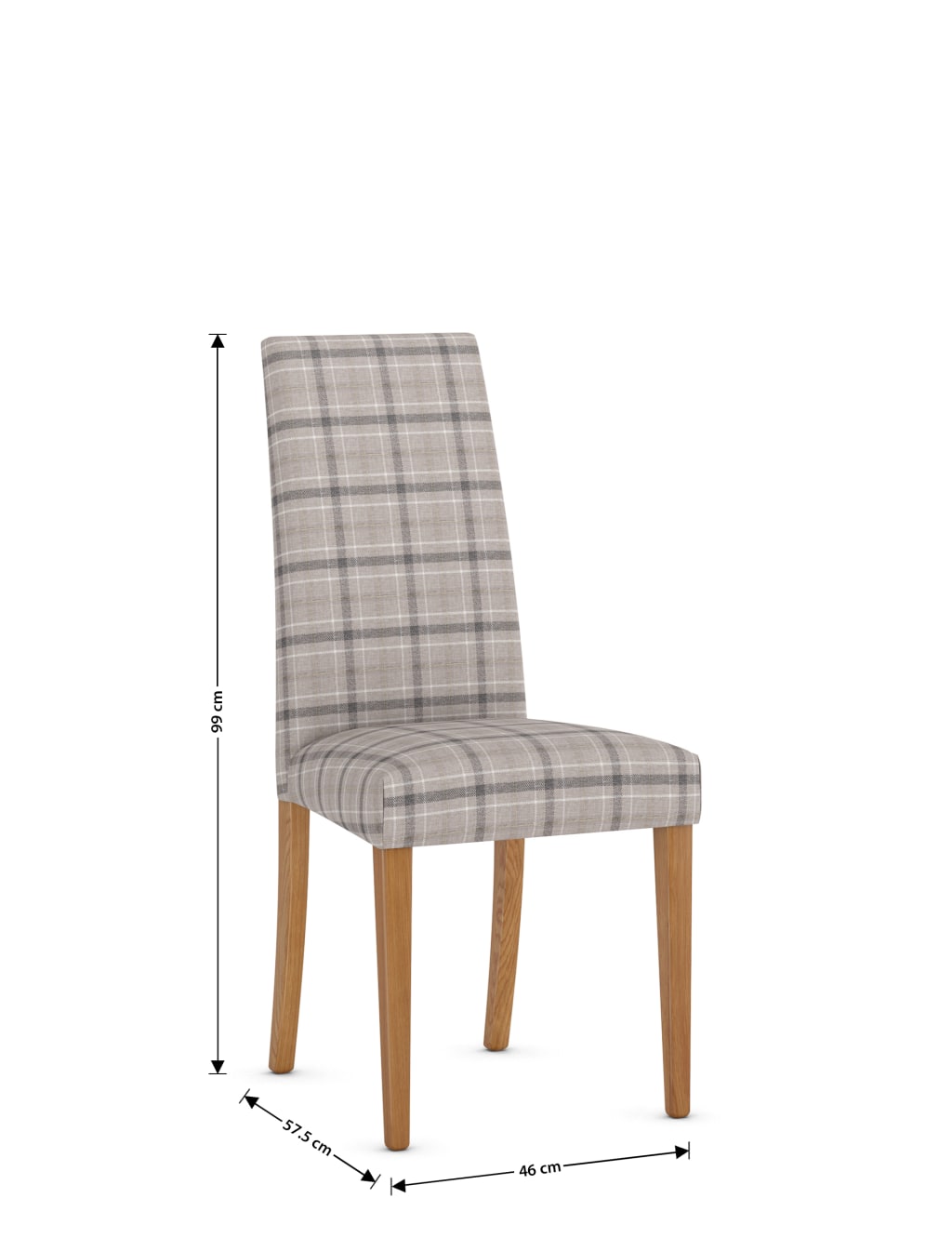 Set of 2 Denford Checked Grey Mix Dining Chairs M S IE