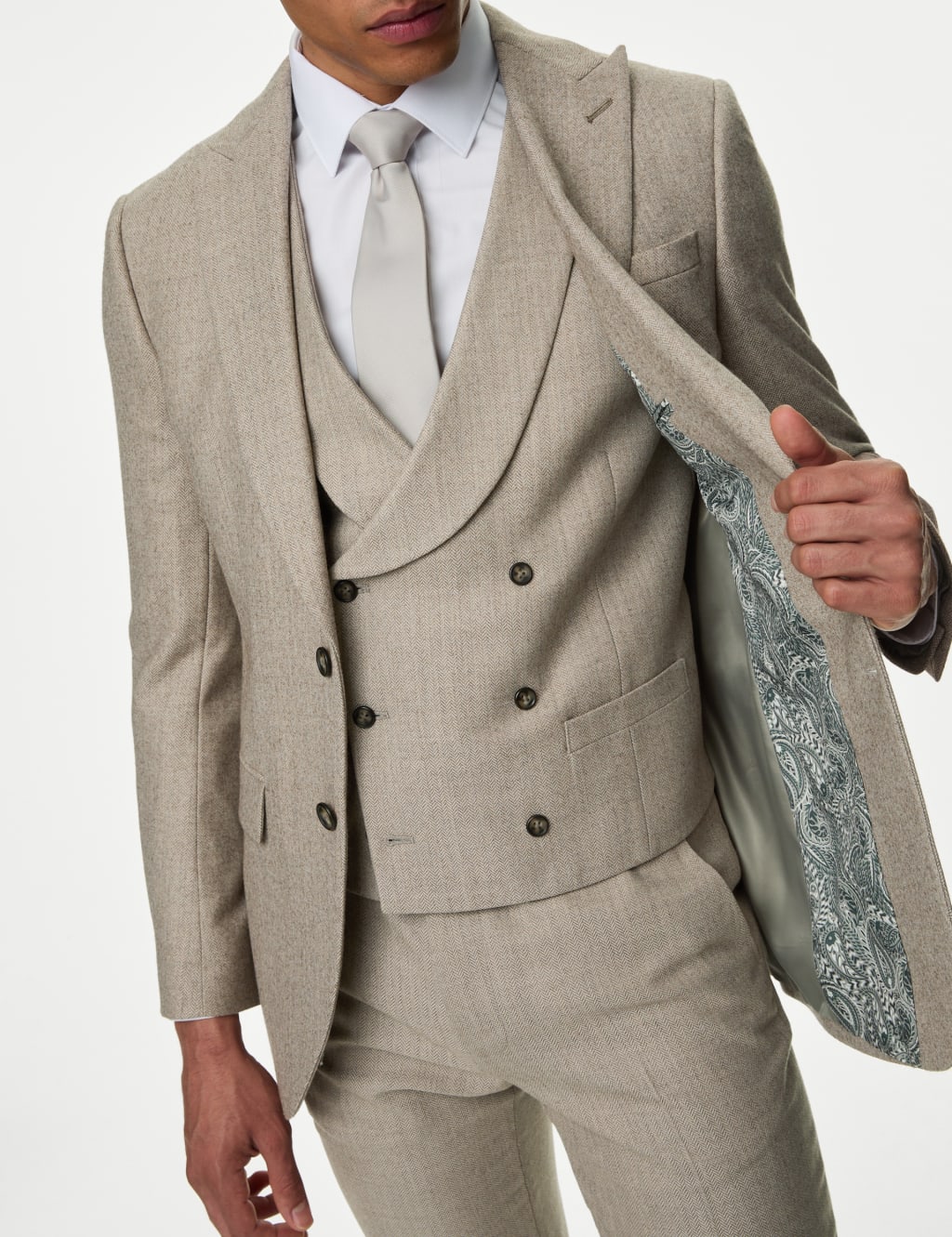 Slim Fit Wool Blend Herringbone Suit 4 of 6