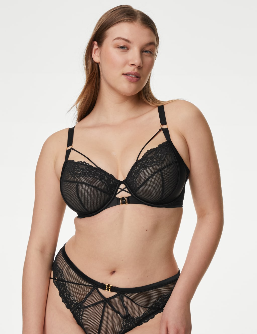 Clara Satin Wired Plunge Bra Set F-H 2 of 4