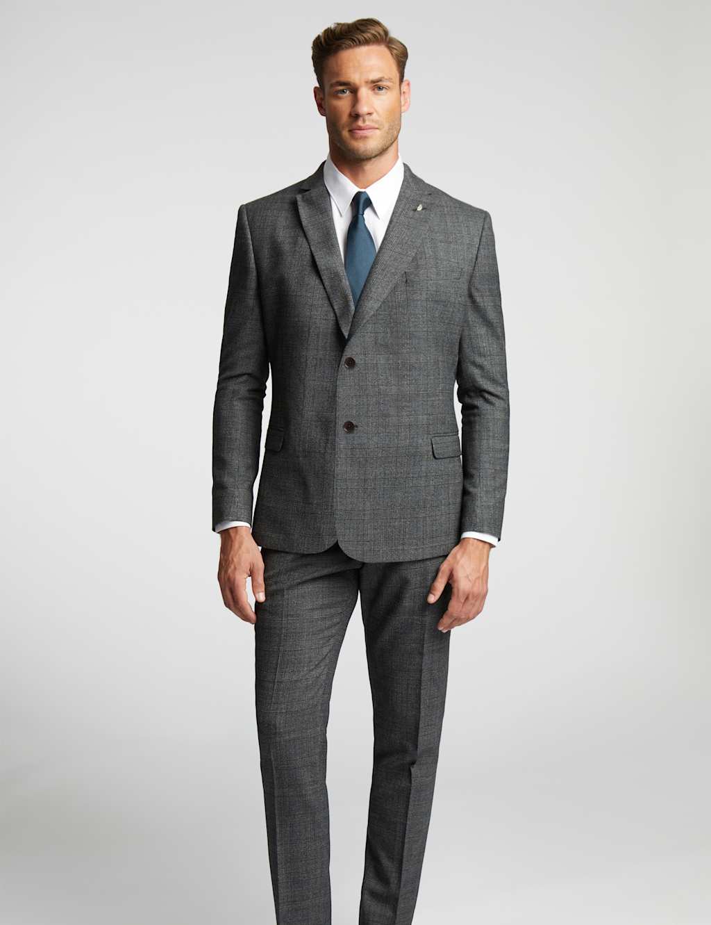 Slim Fit Wool Rich Check Suit