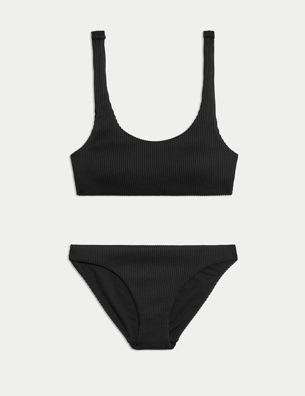 Ribbed Padded Scoop Neck Bikini Set 1 of 6