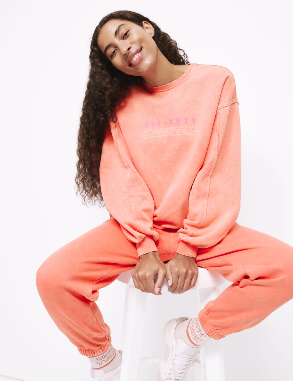 Cotton Rich Slogan Oversized Sweatshirt Set