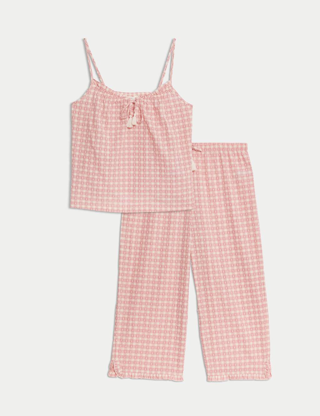 Pure Cotton Gingham Cami Pyjama Top Set 1 of 5