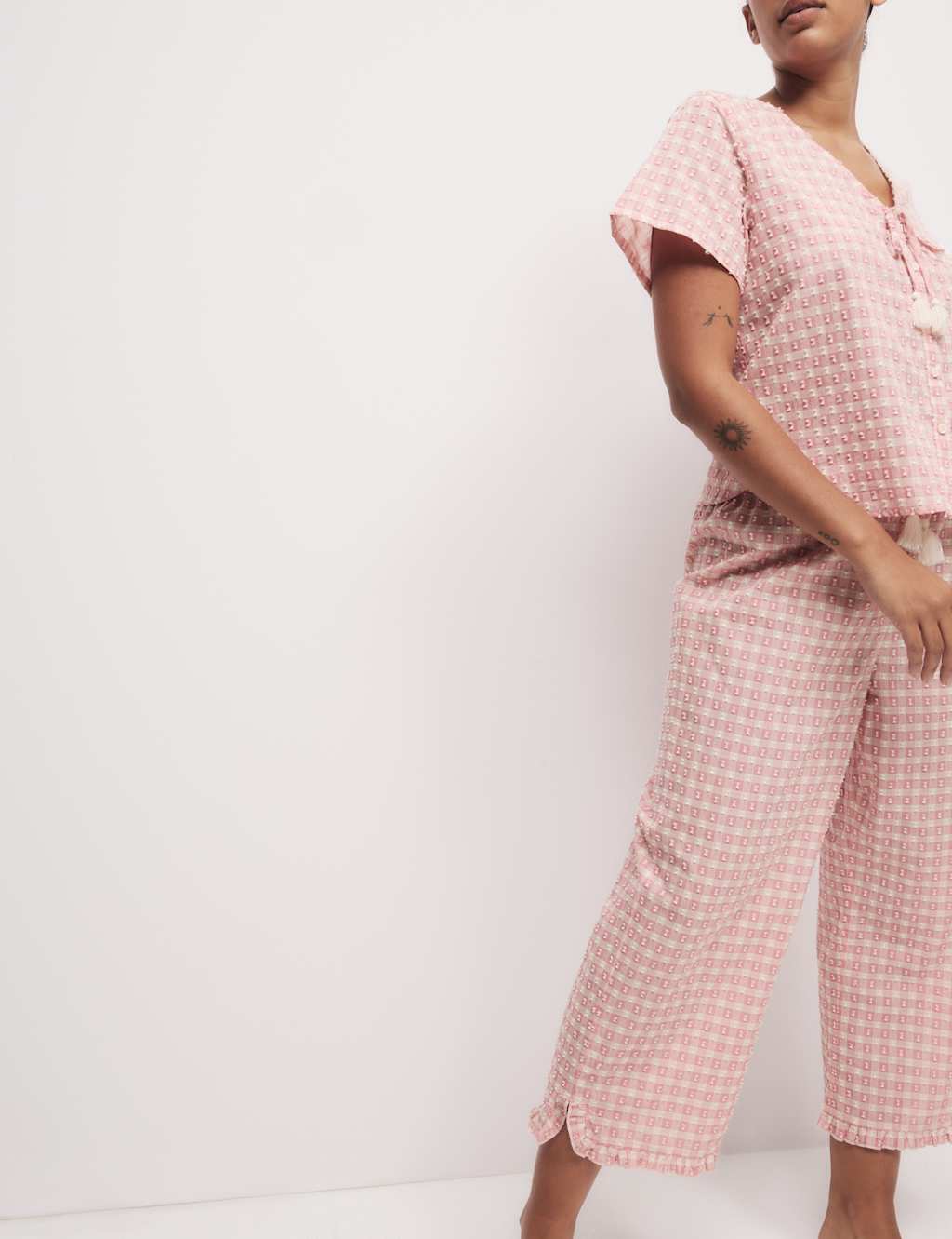 Pure Cotton Gingham Cami Pyjama Top Set 4 of 5
