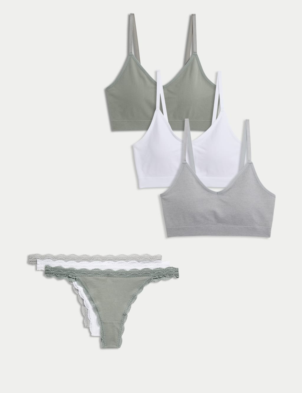 3pk Seamless Non Wired Bralettes Set 1 of 6
