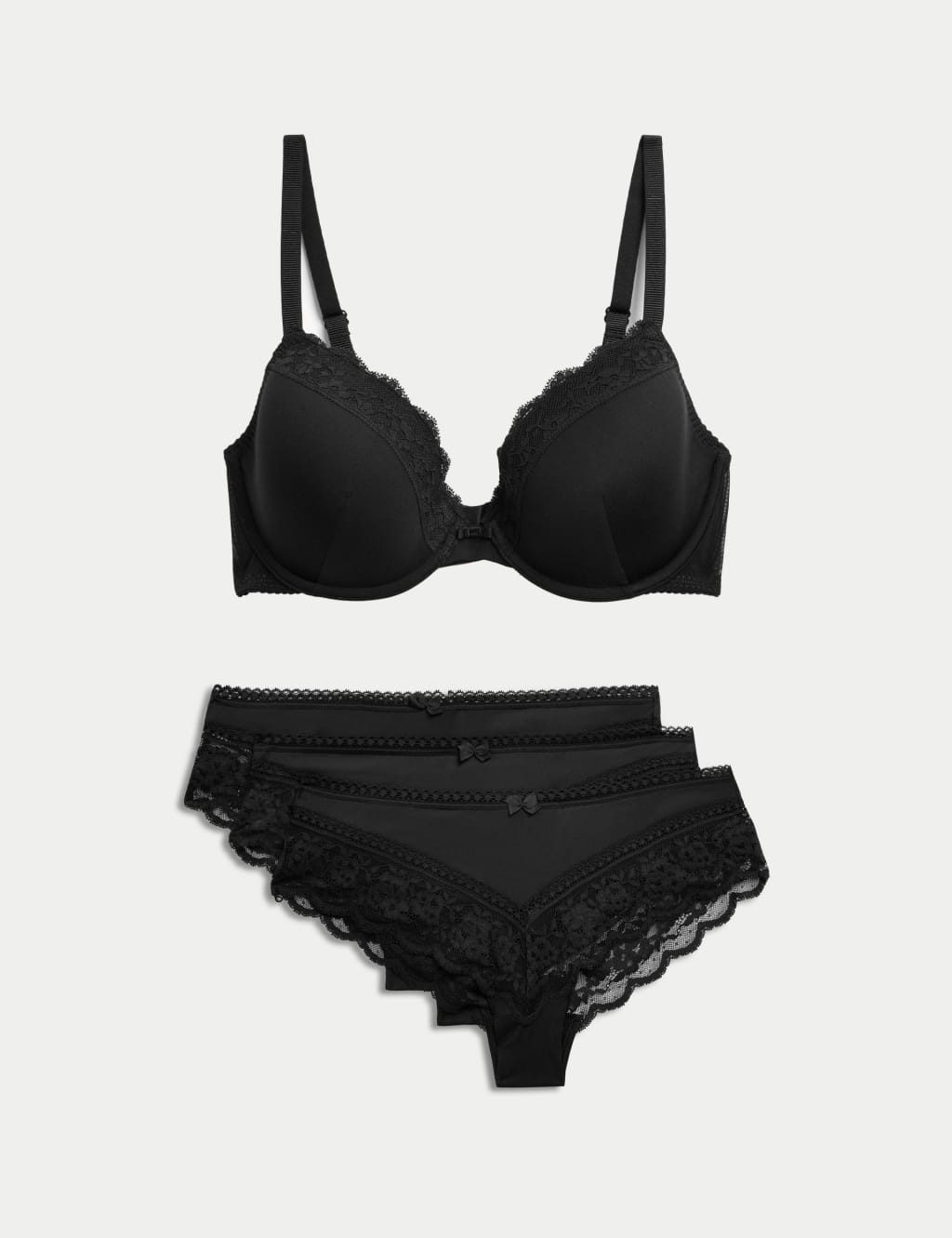 Lace Padded Plunge Wired Bra Set A-E 1 of 5