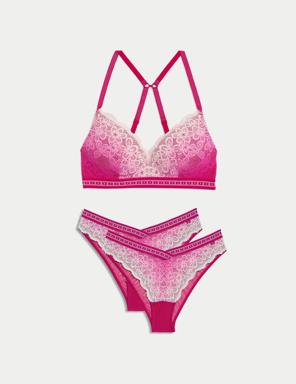 Cleo Ombre Lace Non Wired Plunge Bra Set A-E 1 of 7