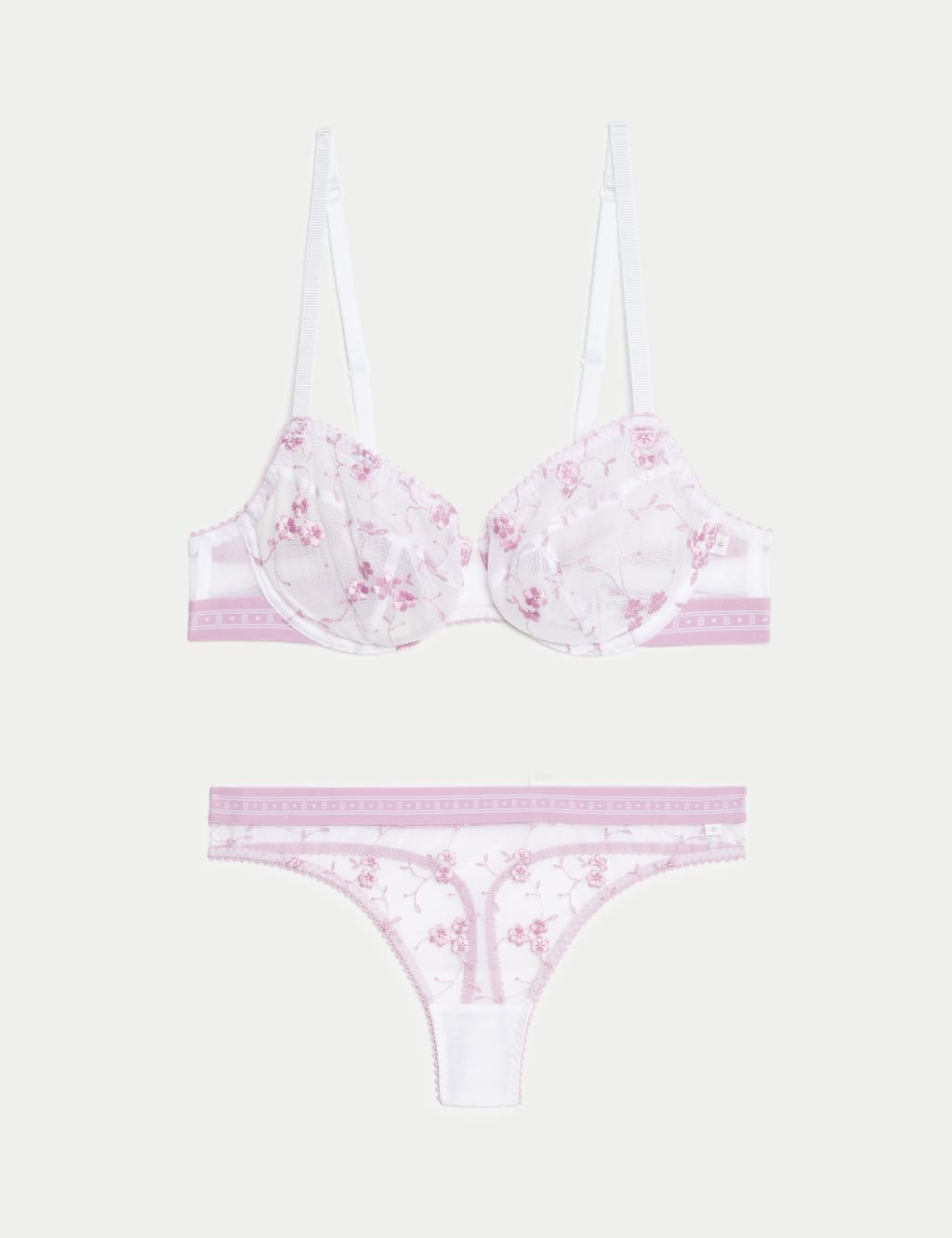 Emilia Embroidered Wired Balcony Bra Set A-E 1 of 6