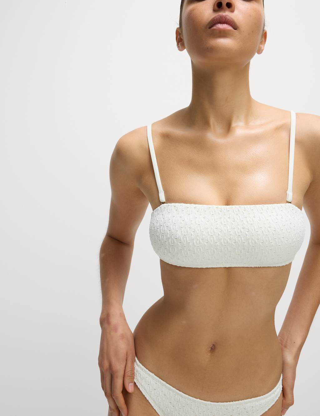 Broderie Square Neck Bandeau Bikini Set 3 of 6