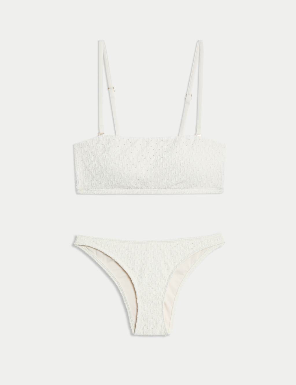 Broderie Square Neck Bandeau Bikini Set 1 of 6