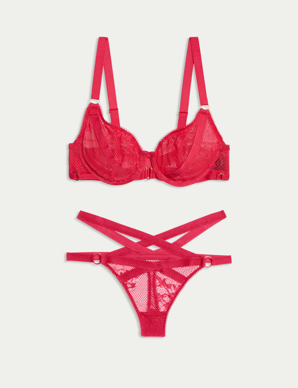 Lucia Lace Wired Demi Cup Bra Set A-E 1 of 6