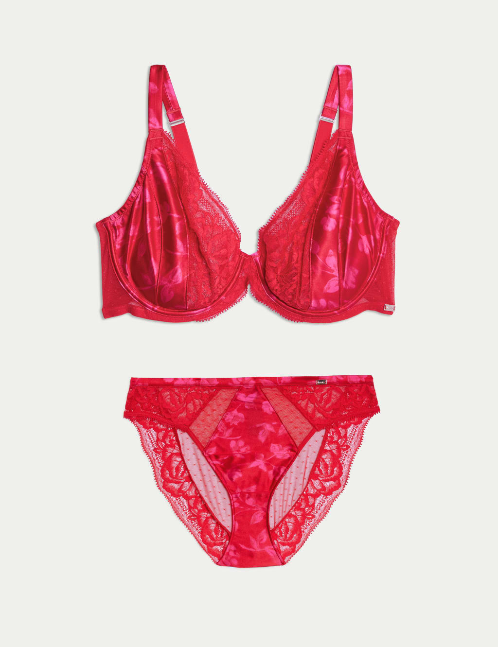 Peony Silk & Lace Wired Plunge Bra Set F-H 1 of 6