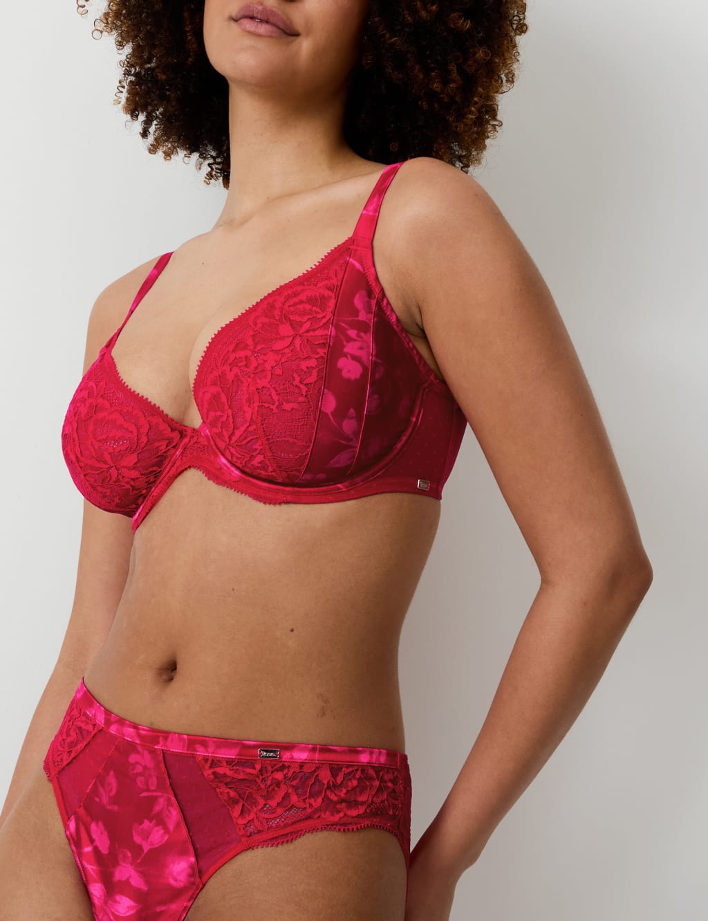 Peony Silk & Lace Wired Plunge Bra Set F-H 2 of 6