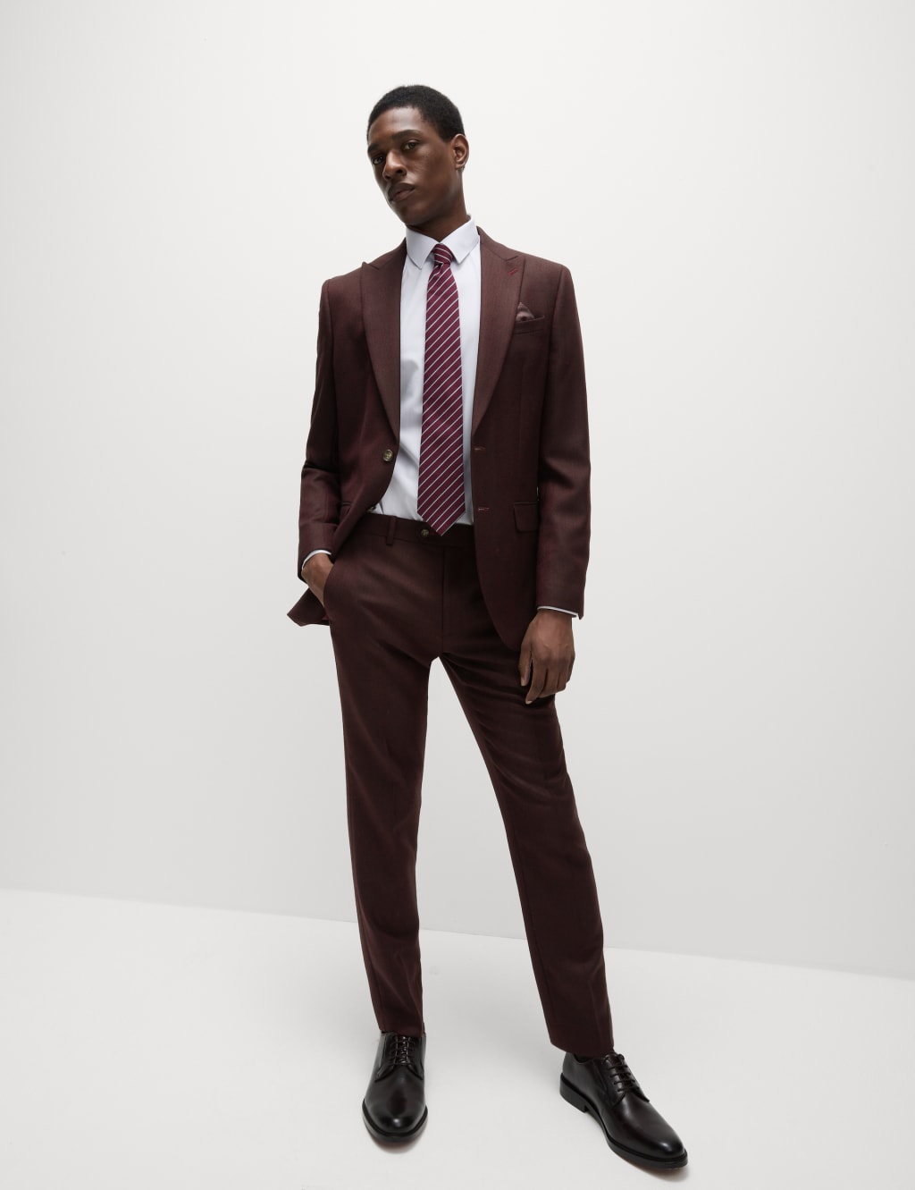 Slim Fit Wool Blend Herringbone Suit