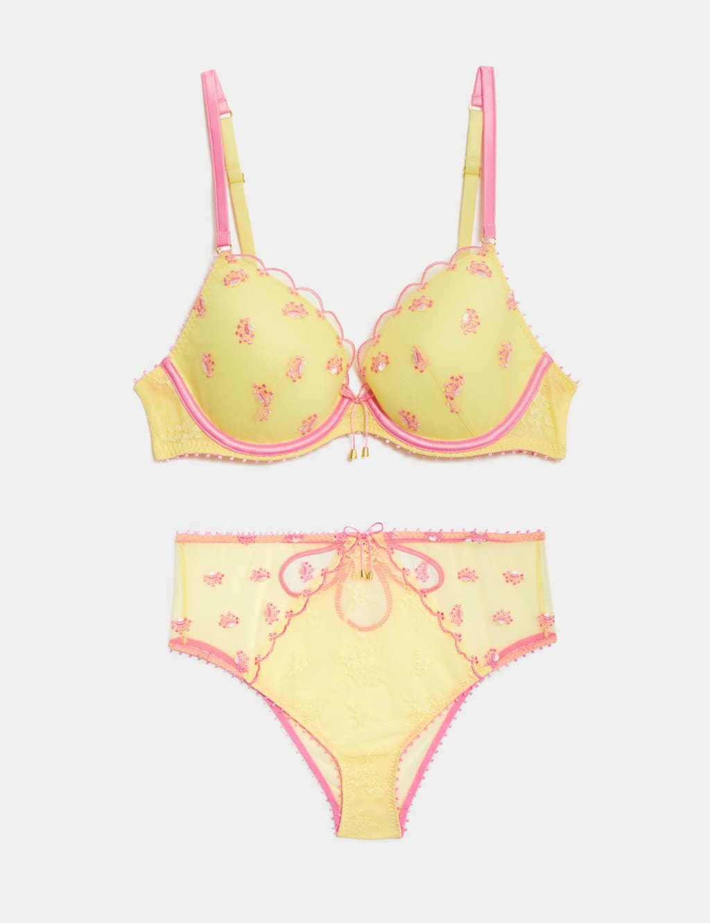 Carita Embroidery Wired Plunge Bra Set A-E 1 of 6