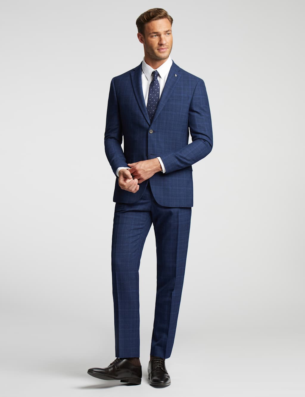 Slim Fit Wool Blend Check Suit