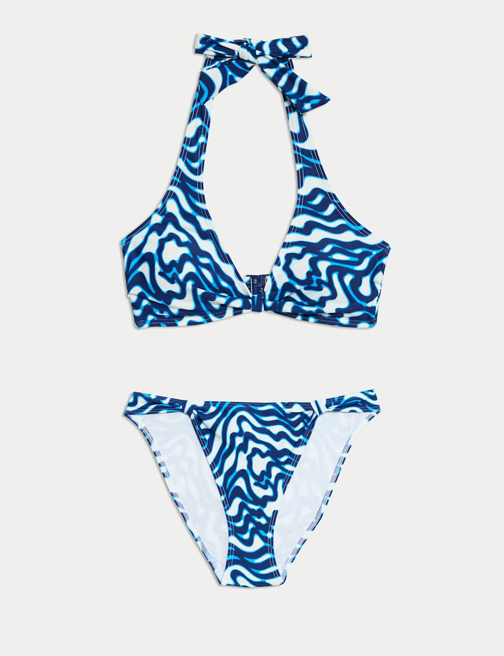 Knot Front Halterneck Plunge Bikini Set 1 of 6