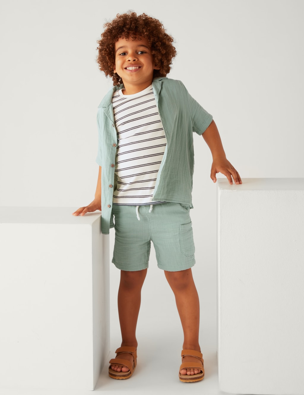 Pure Cotton Shirt T-Shirt and Shorts (2-8 Yrs) 3 of 5