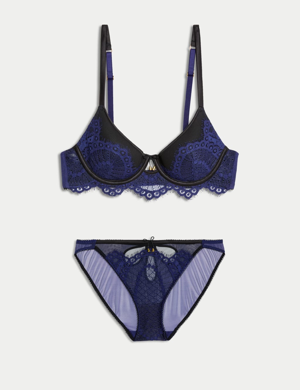 Christelle Lace Wired Demi Cup Bra Set A-E 1 of 6